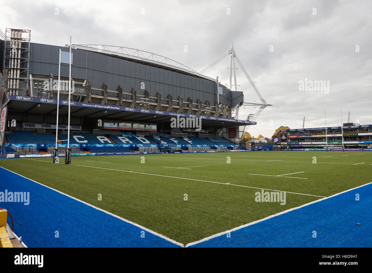 Cardiff Arms park Rugby-union-Stadion beherbergt die Cardiff Blues Wales Großbritannien Stockfoto