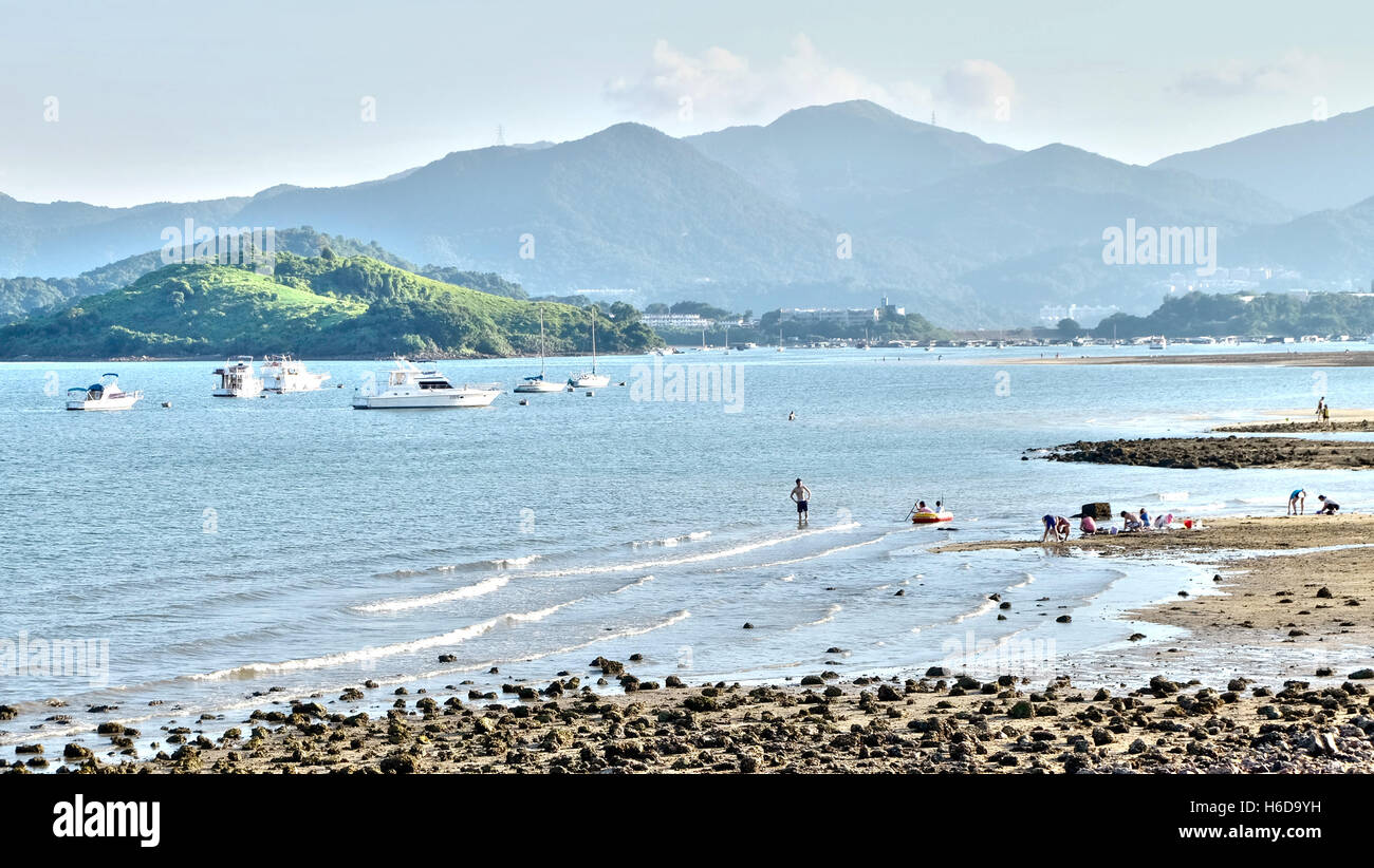 Die natürliche Fotografie, Himmel, Wolken, Meer und Berg in Hongkong Landschaft Stockfoto