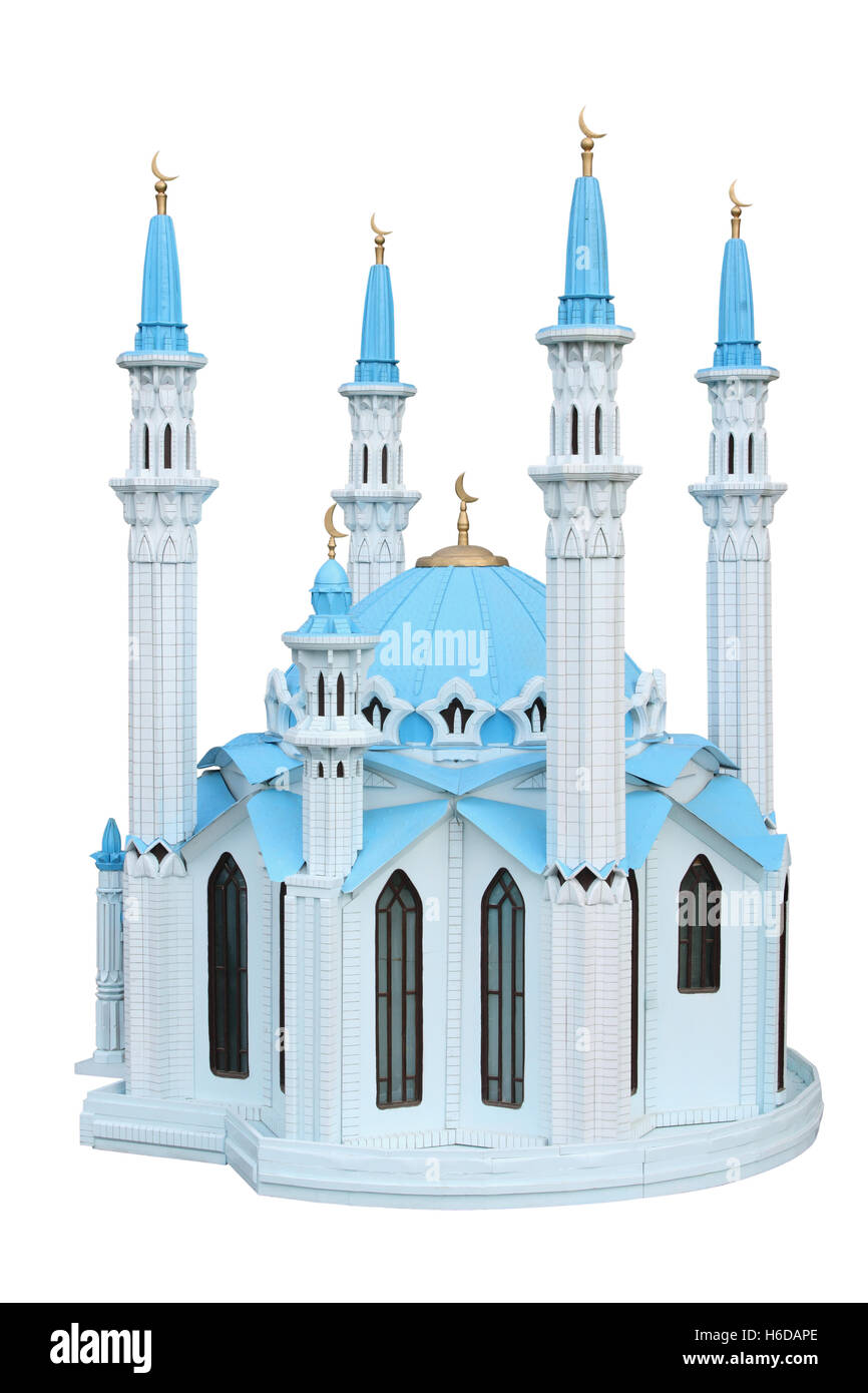 Steckbrett Modell einer Moschee Kul Sharif auf einem weißen Hintergrund isoliert Stockfoto