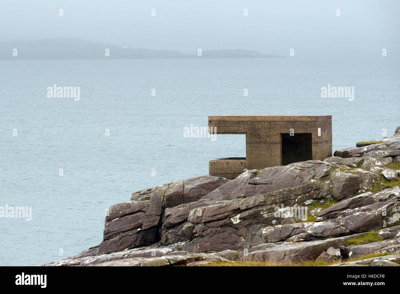 Pistole-Stellplatz mit Blick auf Loch Ewe in Schottland, Großbritannien Stockfoto