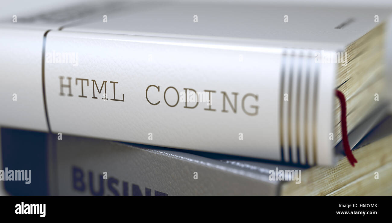 HTML-Code Konzept auf Buchtitel. 3D. Stockfoto