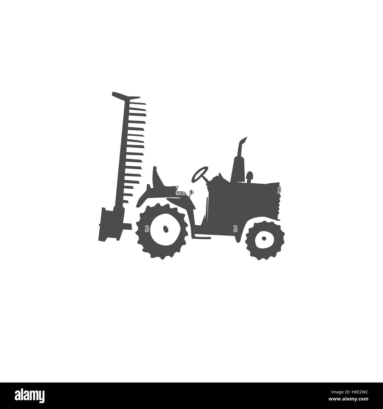 Einfach Spaß Traktor-Symbol. Monochrome Traktor mit Außenborder Pflug auf weißen Hintergrund isoliert Stock Vektor