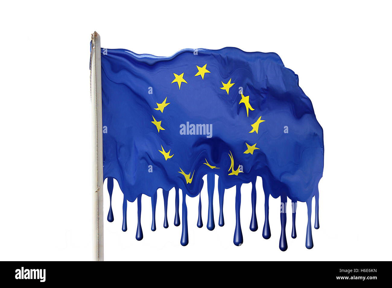 Europäische Flagge mit Tropfen Stockfoto