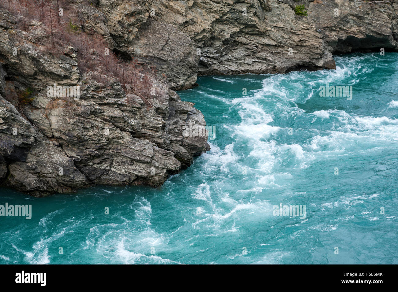 Die Roaring Meg, Kawarau River, Central Otago, Süden der Nordinsel Neuseelands Stockfoto