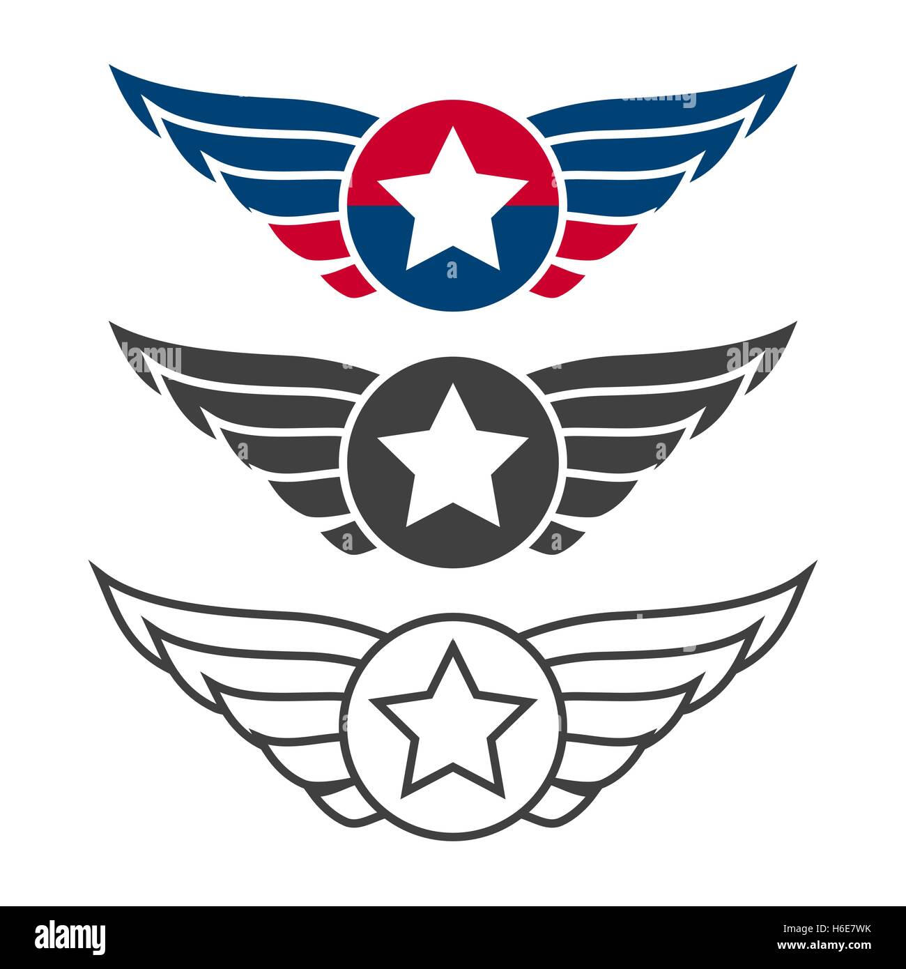 Luftfahrt-Emblem-Set, Abzeichen oder logos Stock Vektor