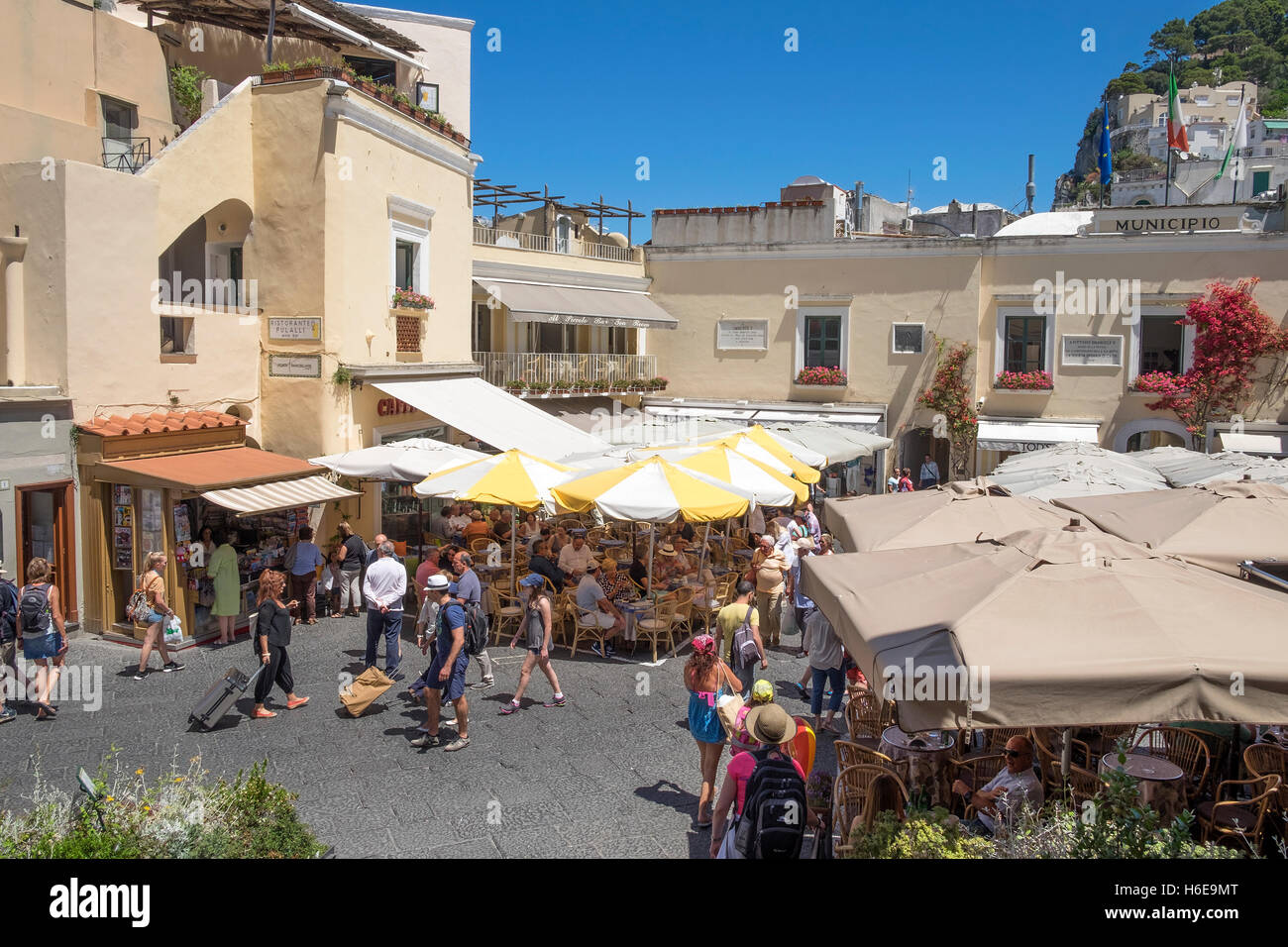 Piazza Umberto I auf der Insel Capri, Italien. Stockfoto