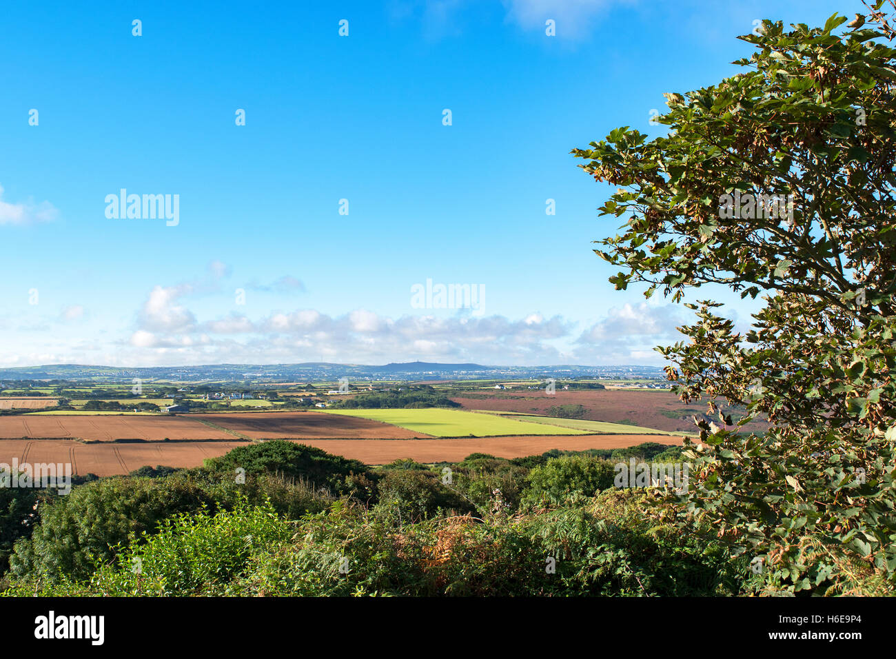 Blick in Richtung Redruth von Extrameldung Beacon, Cornwall, UK Stockfoto