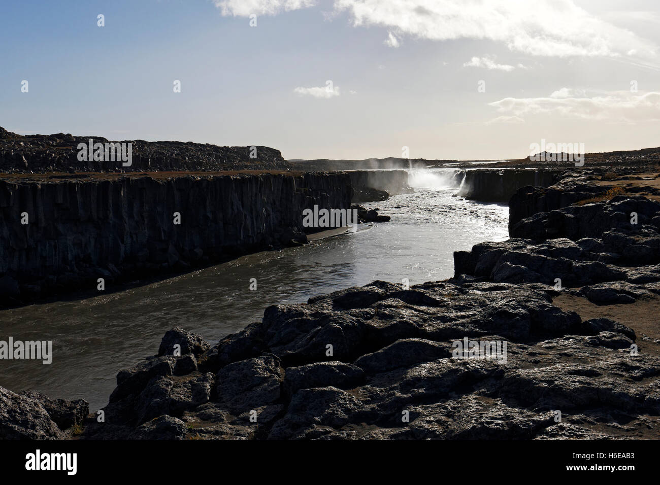 Selfoss Wasserfall, Nordosten Islands, Nordatlantik, Europa Stockfoto