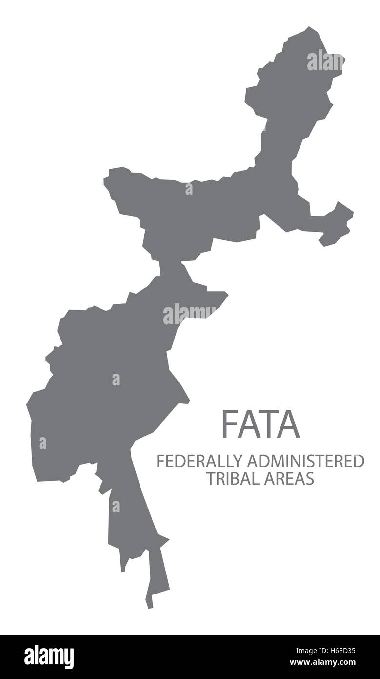 FATA vom Bund verwaltet Stammesgebiete Pakistans Karte grau Stock Vektor