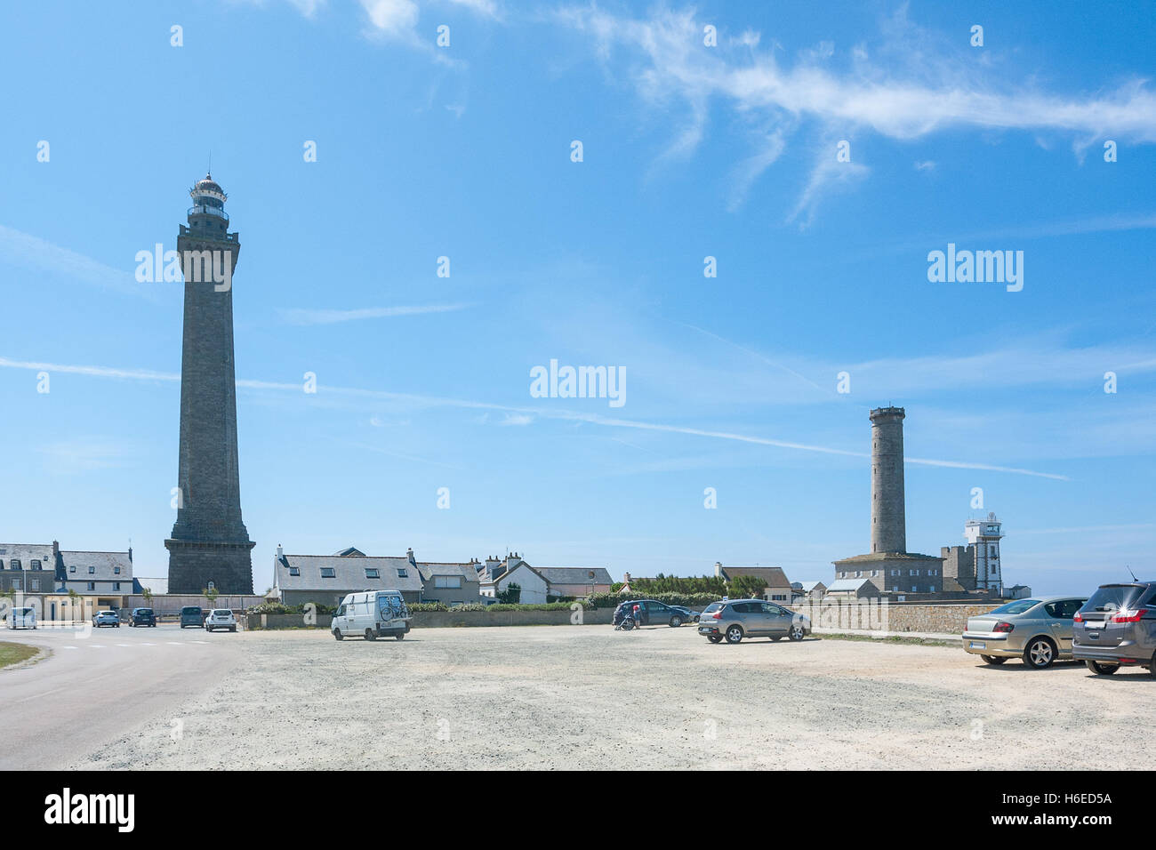 Leuchttürme in Penmarch, einer Gemeinde im Département Finistère in der Bretagne, Frankreich Stockfoto