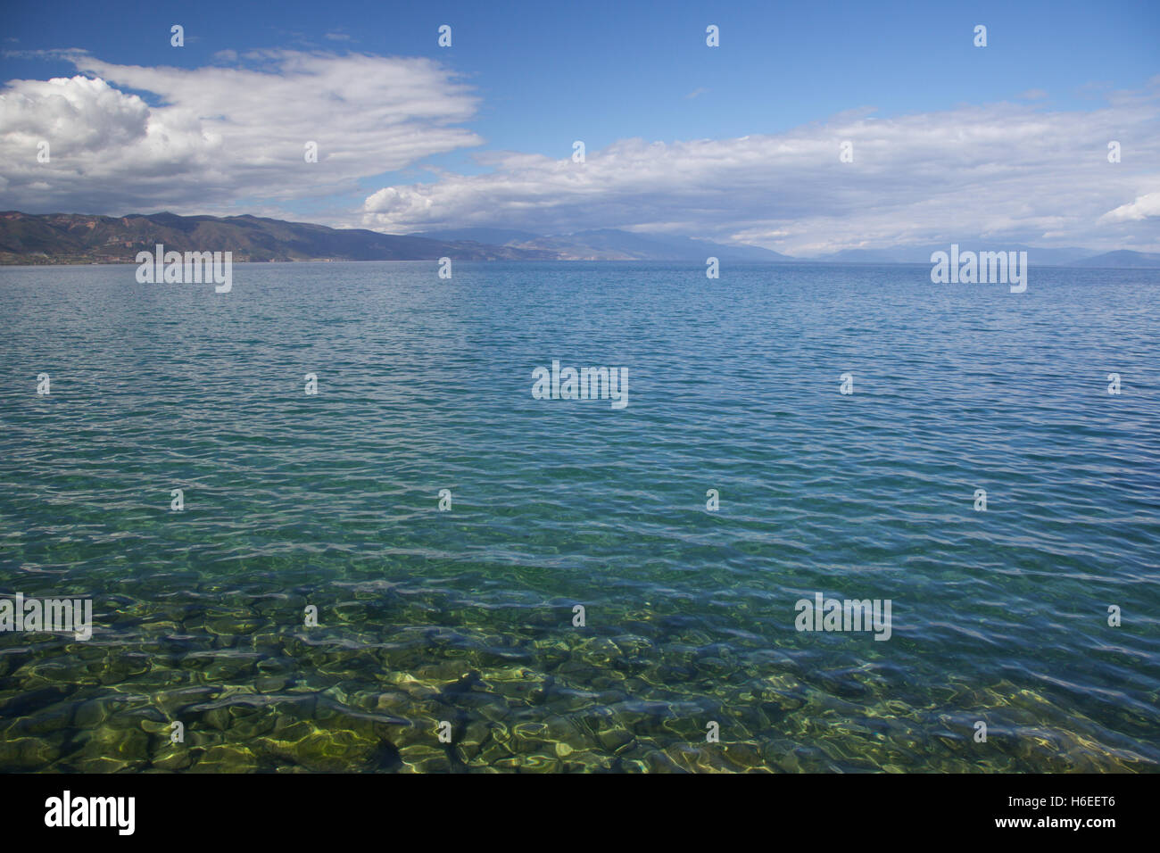 sonnigen Tag auf dem Ufer von See Ohrid in Mazedonien Stockfoto