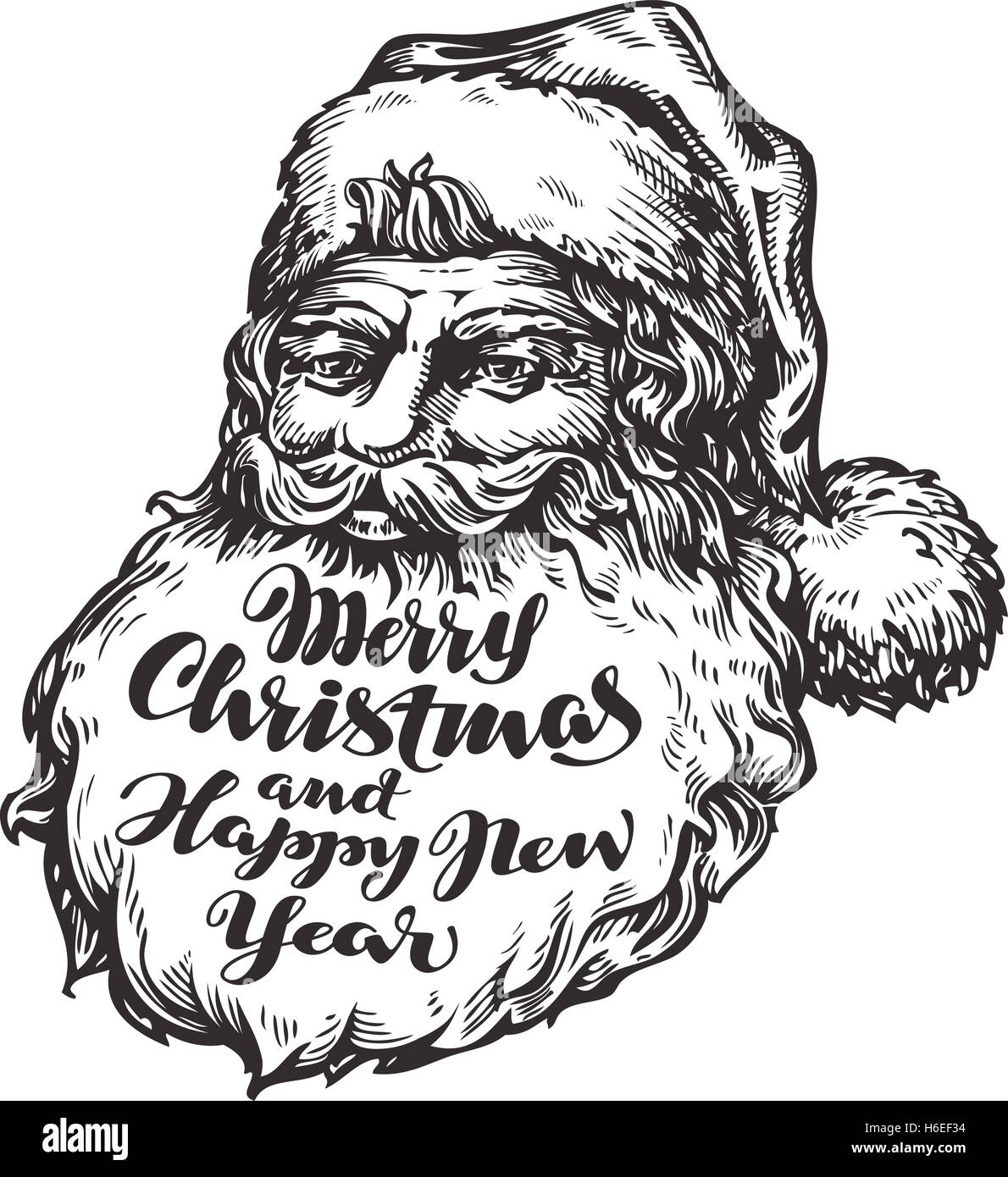 Santa Claus Vektor. Frohe Weihnachten und glückliches neues Jahr Stock Vektor