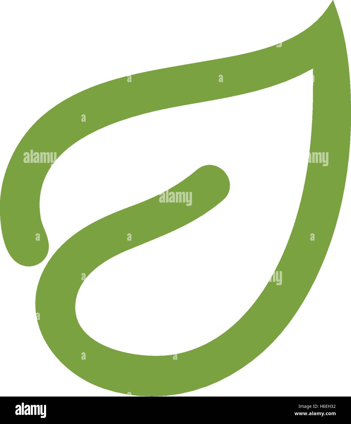 Isolierte abstrakt Grün Blatt Kontur Logo. Gesundheitswesen-Logo. Naturkosmetik-Symbol. Eco-System-Zeichen. Federelement. Vektor-Blatt-Illustration. Stock Vektor