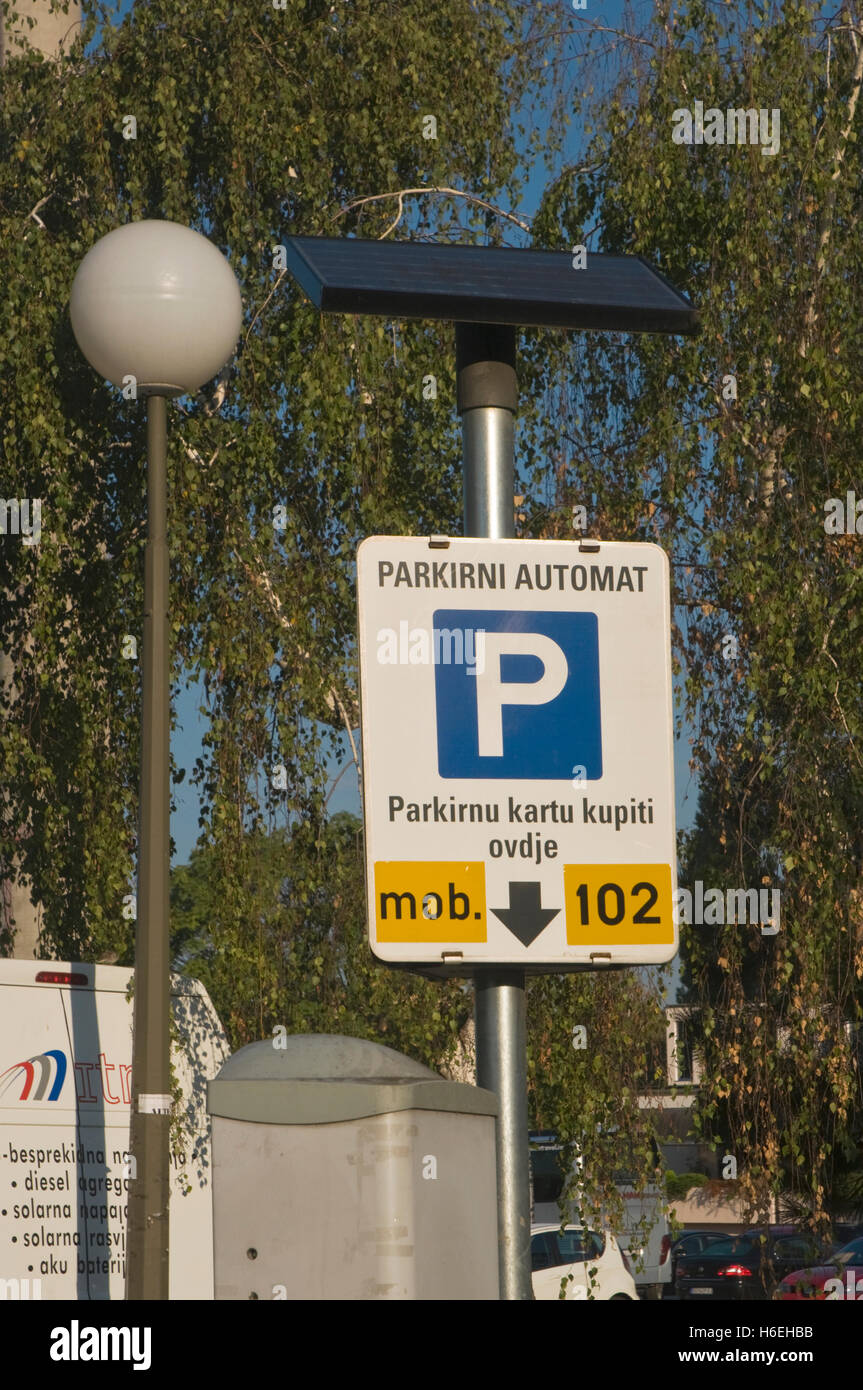 Europa, Kroatien, Zagreb, Nova Cesta, solar powered Parkuhr Stockfoto