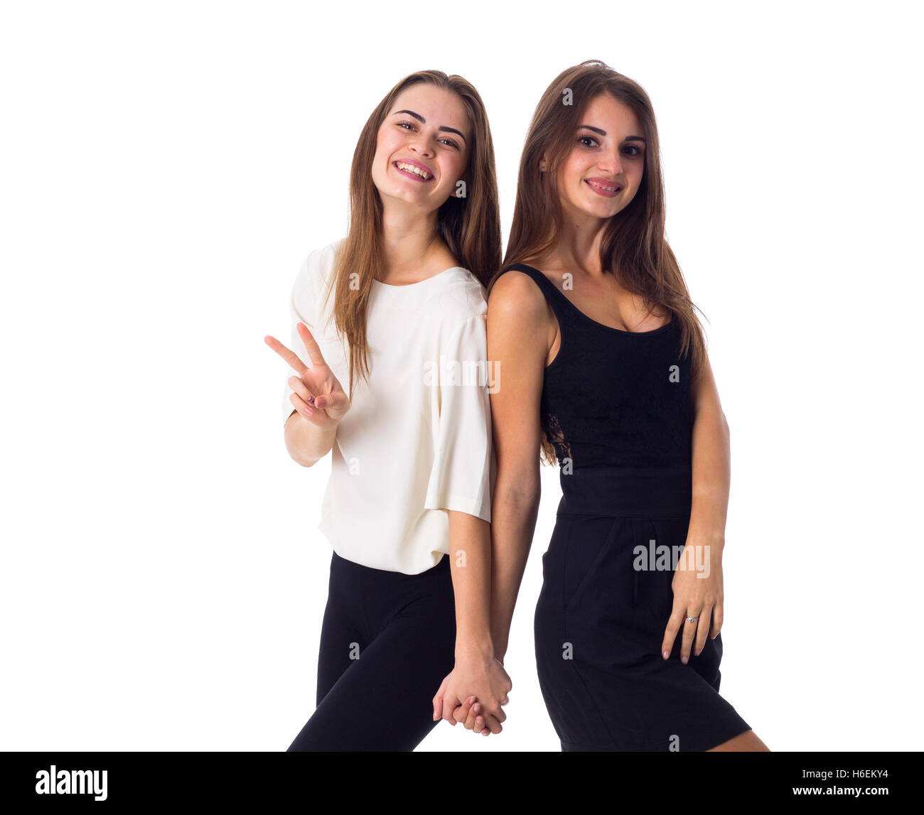 Zwei junge Frau Hand in Hand Stockfoto