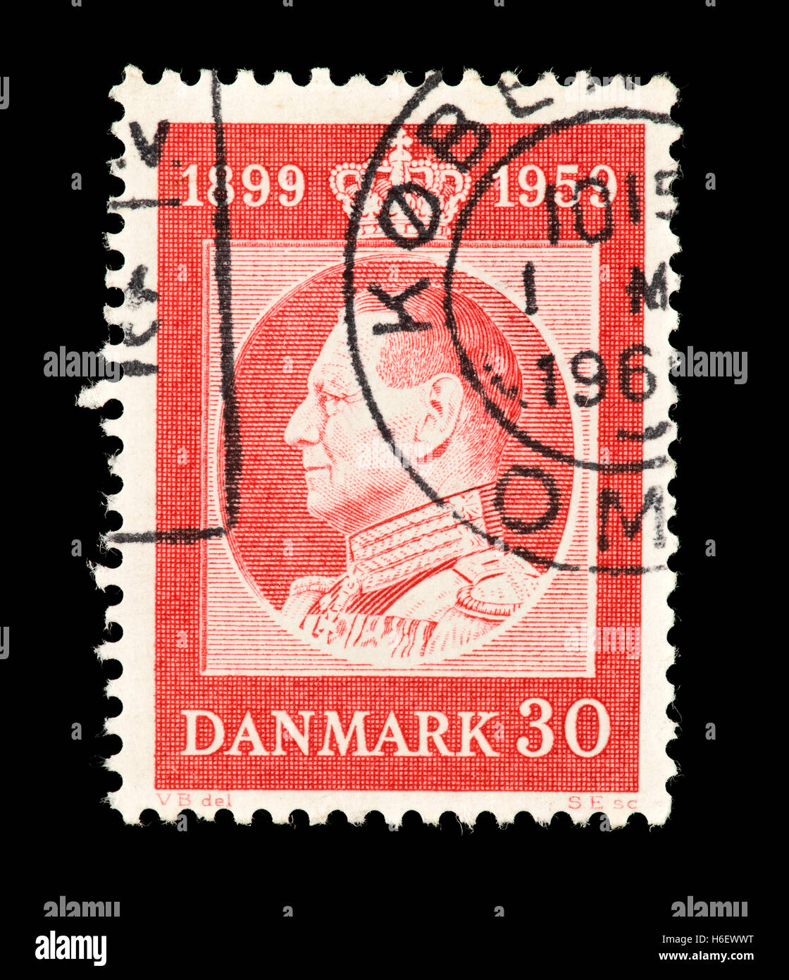 Briefmarke aus Dänemark Darstellung König Frederik IX. Stockfoto