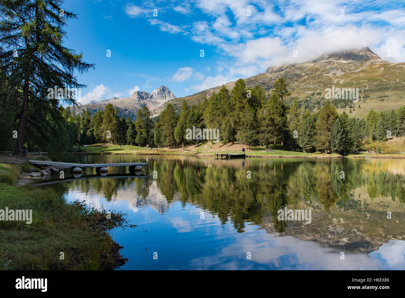 Lej Marsch Ansicht im Engadin (Bergsee) Stockfoto