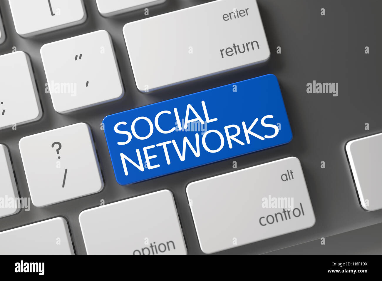 Soziale Netzwerke Nahaufnahme der Tastatur. 3D. Stockfoto