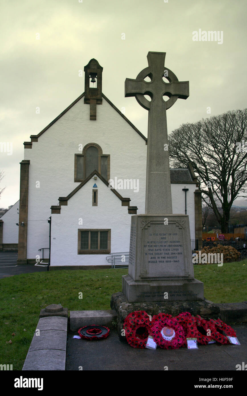 Tag des Waffenstillstands alte kleine Kirche Gedenkstätte alte Str. Andrews Kirche von Schottland Drumchapel Stockfoto