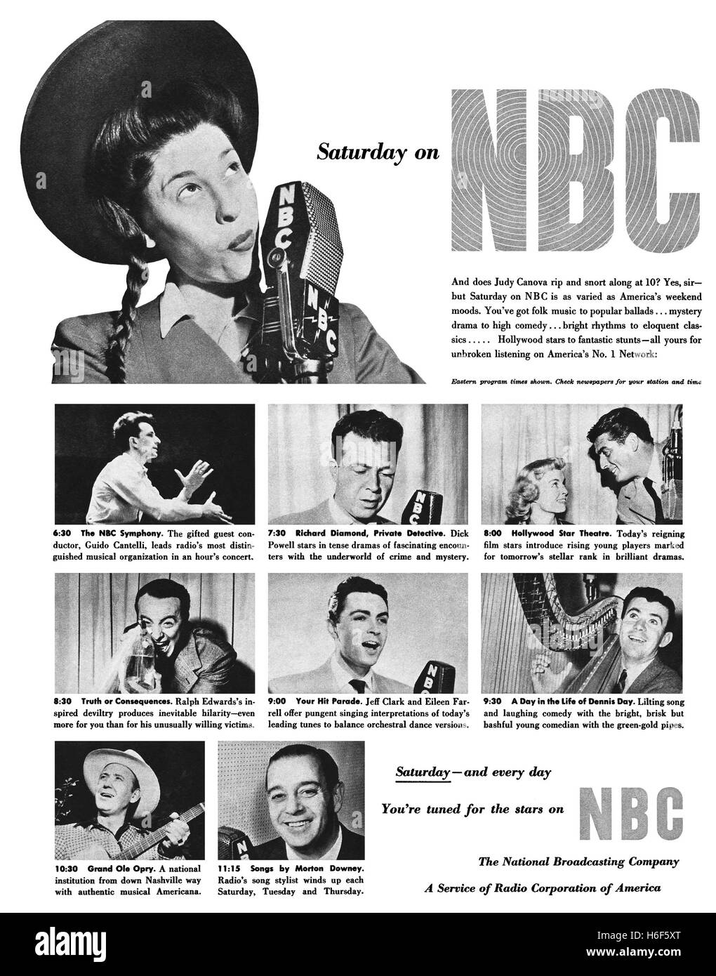 1950 USA Werbung für N.B.C. Fernsehen Stockfoto