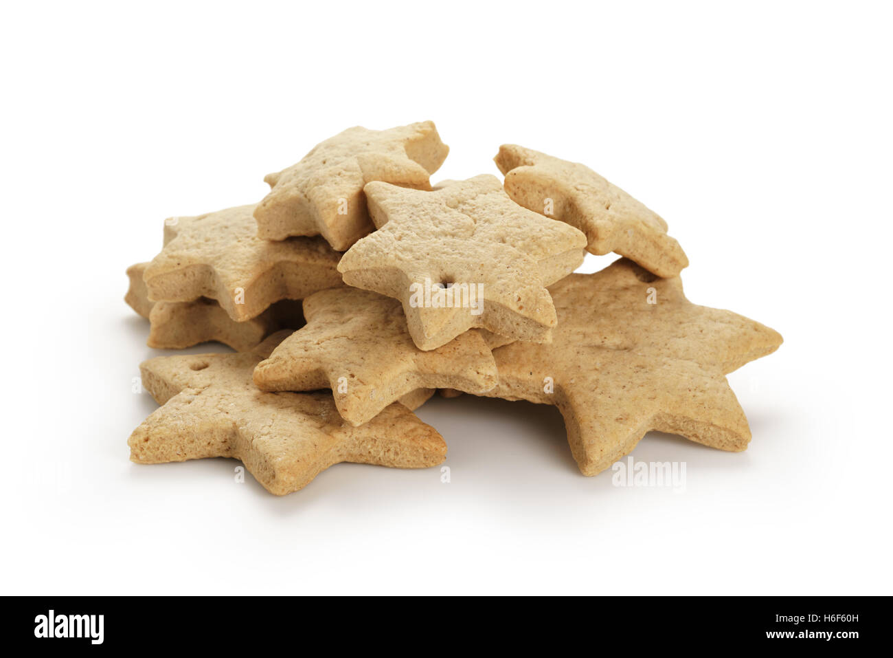 sternförmige Weihnachtsplätzchen isoliert Stockfoto