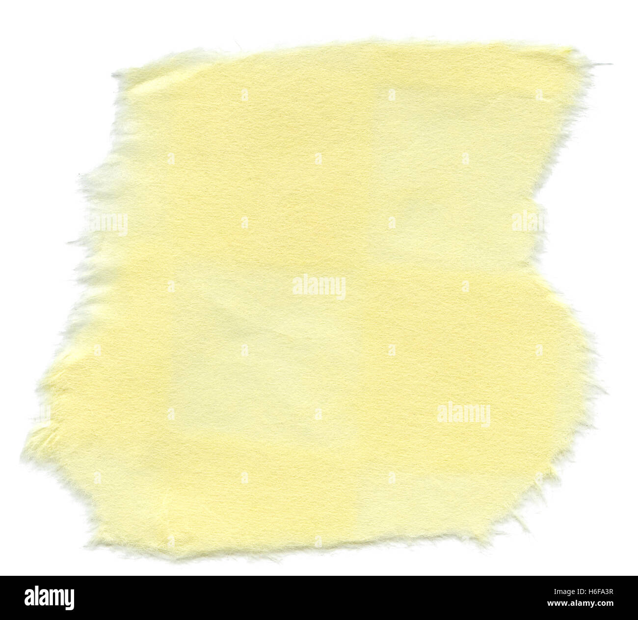 Textur aus Reispapier kariert mit hellen Beige & gelbe Quadrate, mit zerrissenen Kanten. Isoliert auf weißem Hintergrund. Um 24 Uhr gescannt Stockfoto