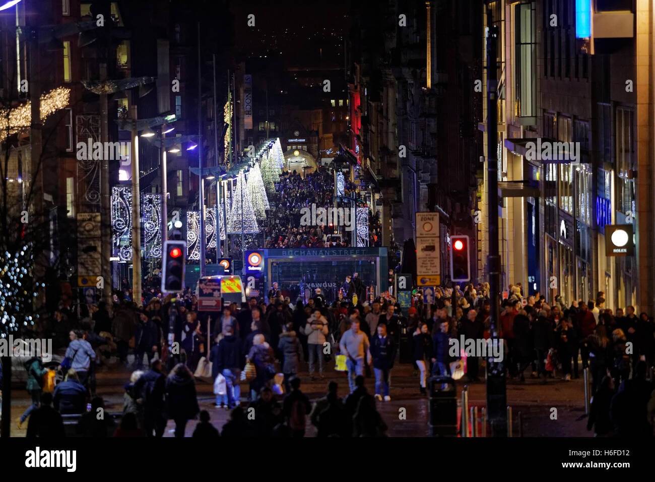 Glasgow Weihnachtsfeier Shopping Lichter Party Dekorationen Glasgow Christmas Market Stockfoto
