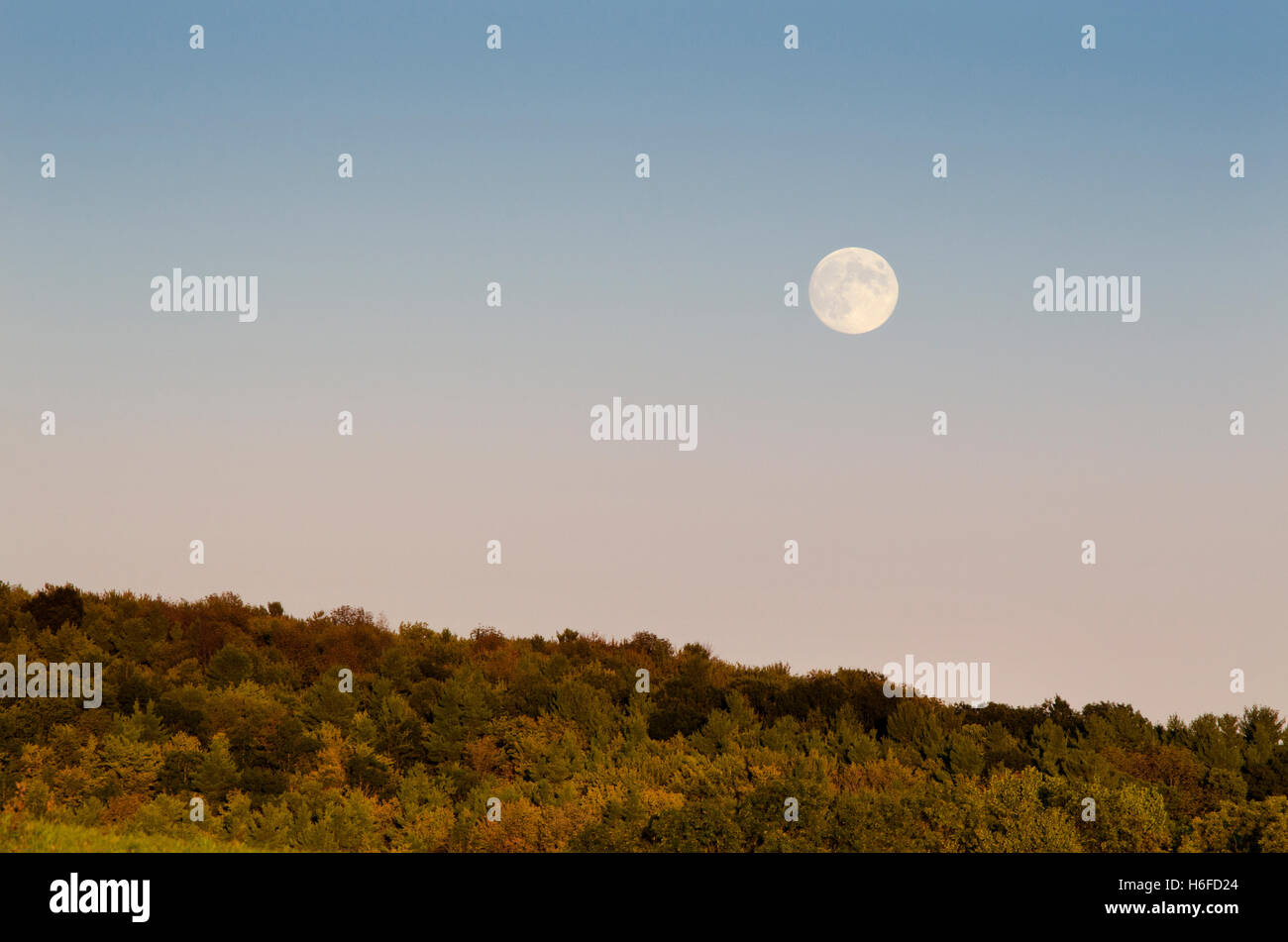 Herbst Mond malerische Landschaft Binghamton, Broome County Southern Tier Region New York, USA steigen. Stockfoto