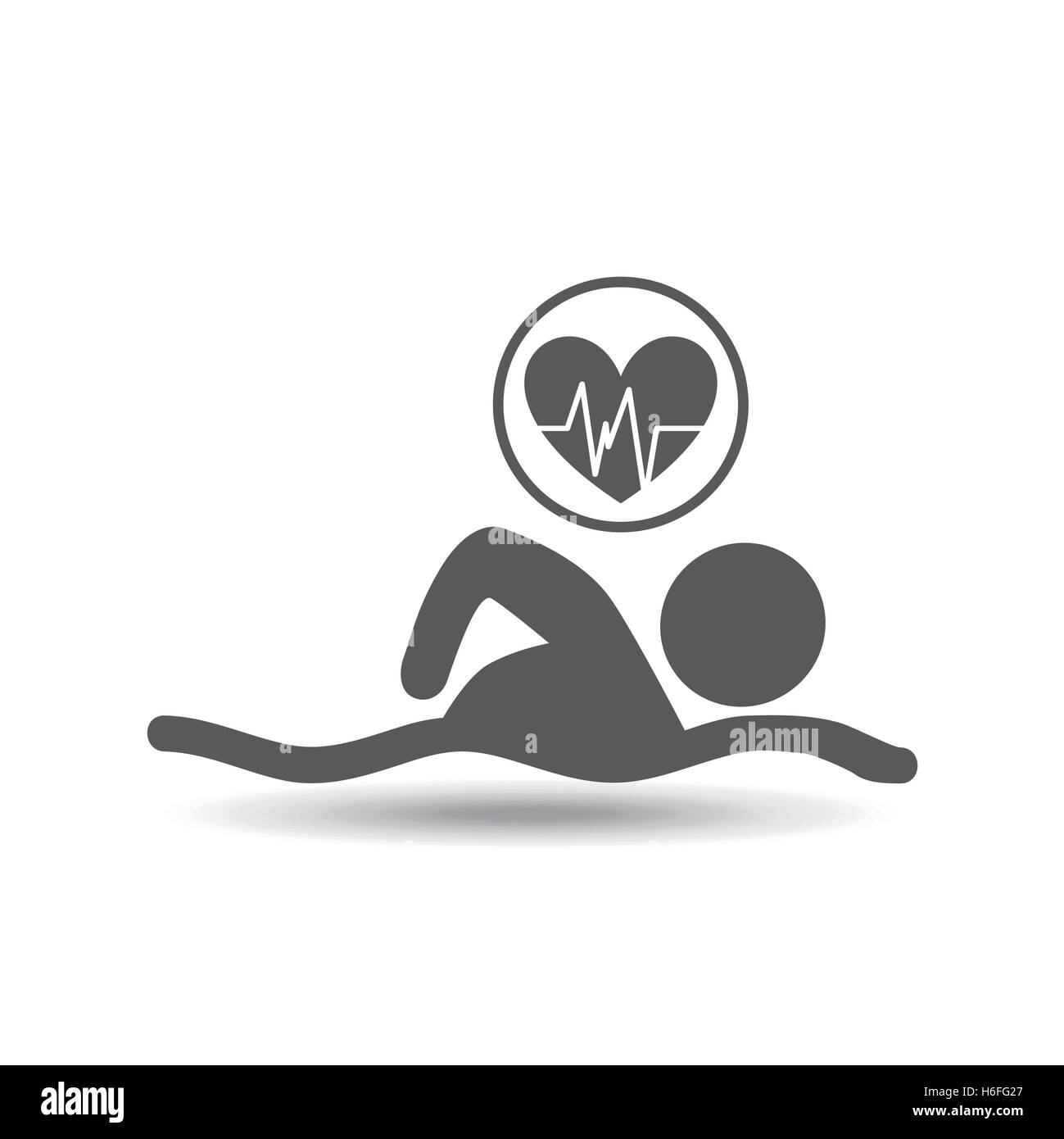 Mann schwimmen Herzfrequenz Icon Design Vektor Illustration Eps 10 Stock Vektor