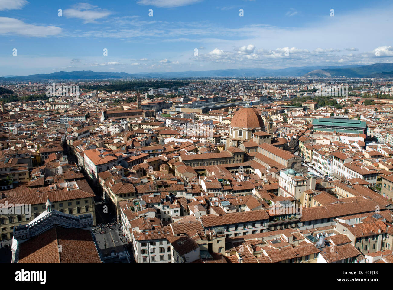 Blick vom Dom oder Santa Maria del Fiore Dom, UNESCO-Weltkulturerbe, Florenz, Toskana, Italien, Europa Stockfoto