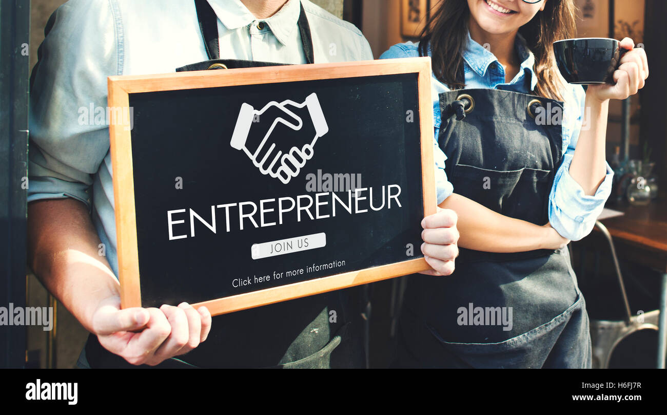 Unternehmer Venture Handshake Geschäftsgrafik Stockfoto