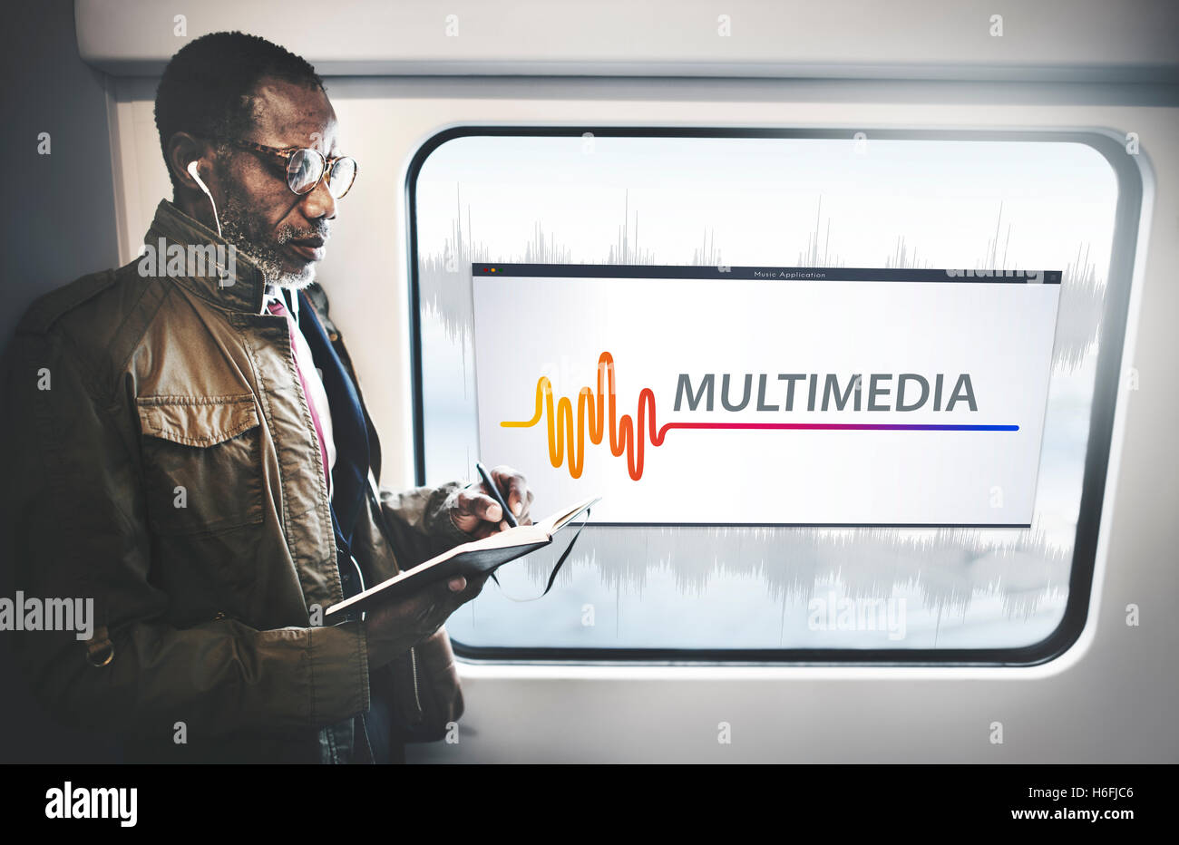 Online-Klänge Multimedia Entertainment-Konzept Stockfoto