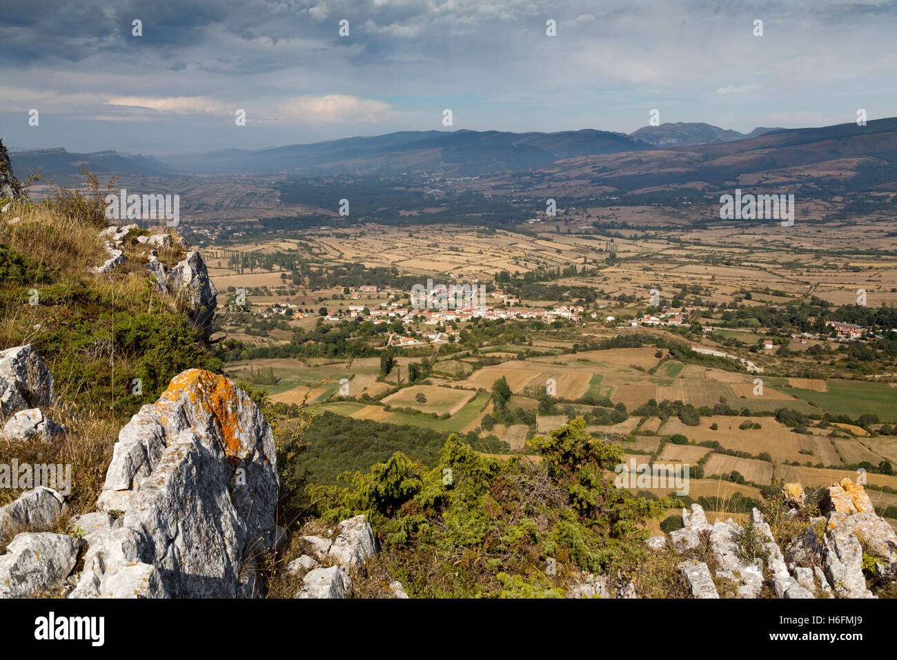 Natur-Landschaft. Villasante de Montija, Burgos, Castilla Leon Spain. Europa Stockfoto