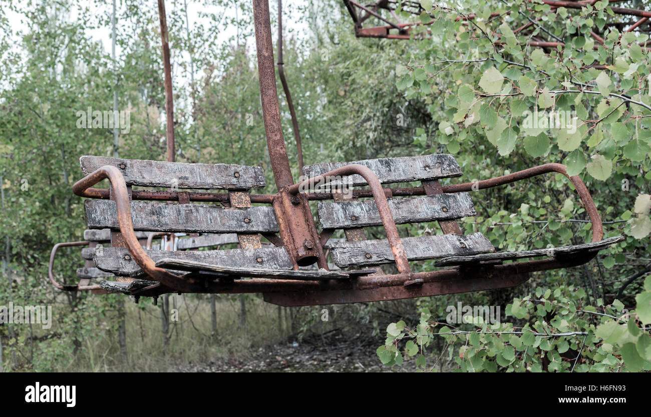 Rostige Sitz in Tschernobyl Stockfoto