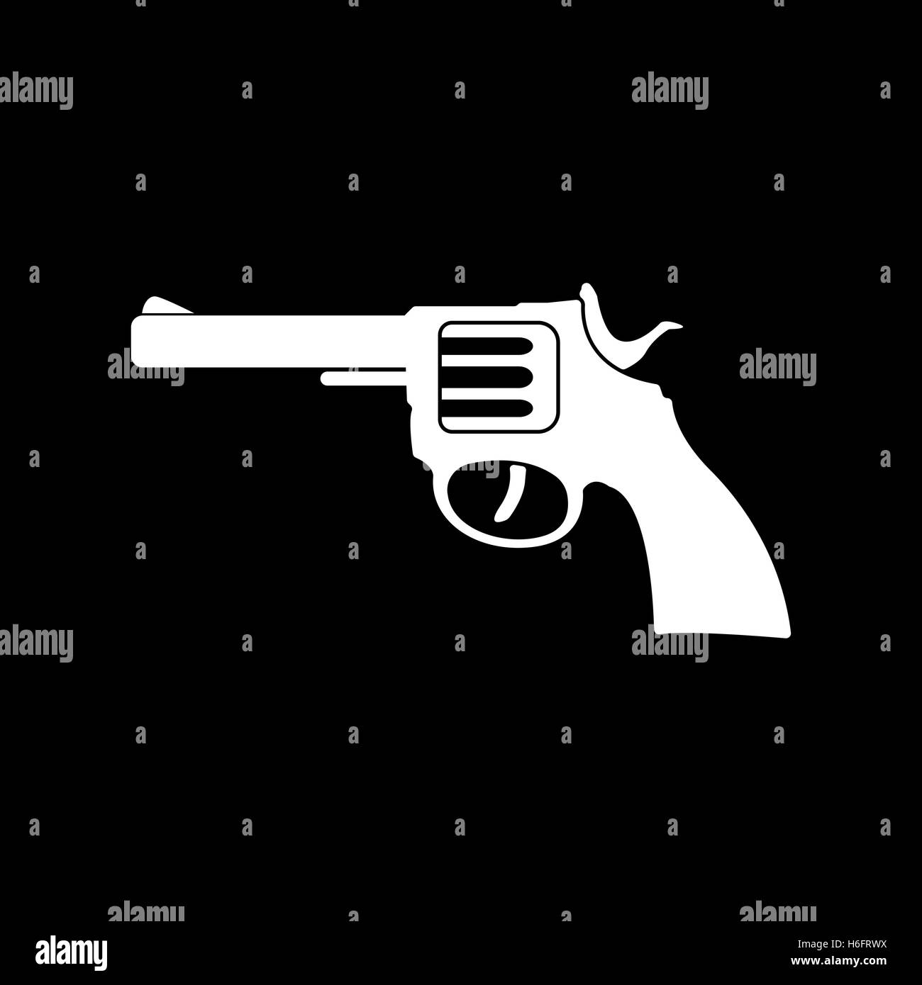 Das Revolver-Symbol. Pistole und Waffe Symbol. Flache Vektor-illustration Stock Vektor