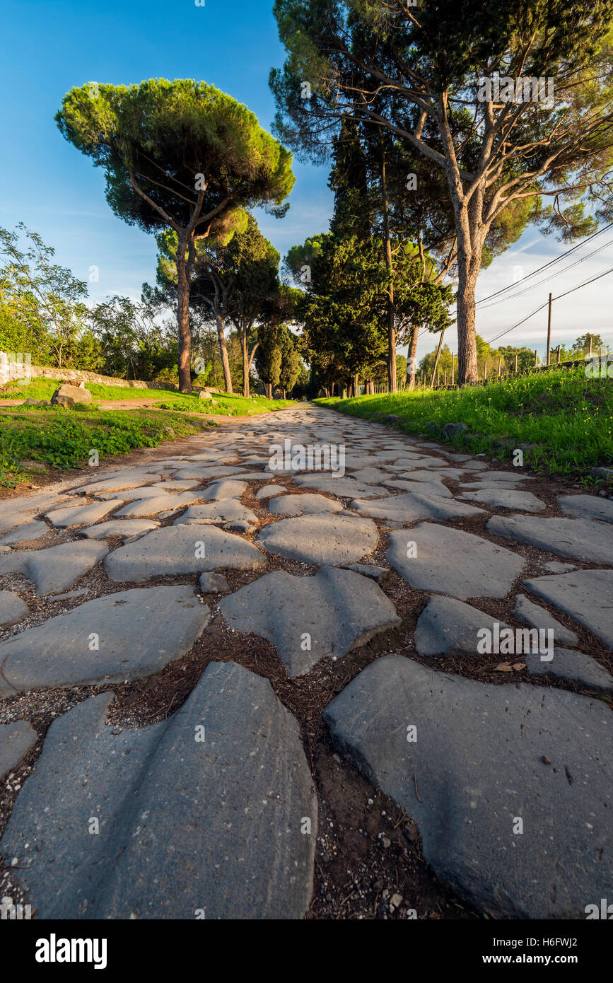 Überreste der Via Appia bei Rom, Latium, Italien Stockfoto