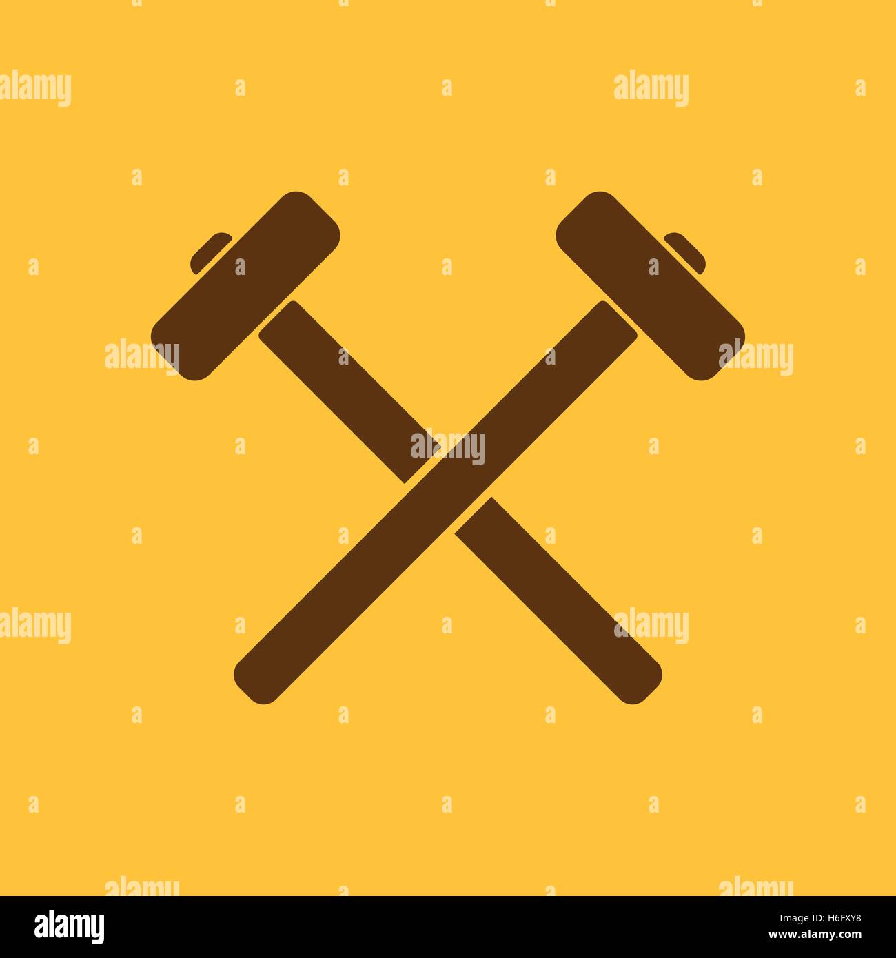 Das HammerSymbol. Vorschlaghammer Symbol. Flache Vektorillustration