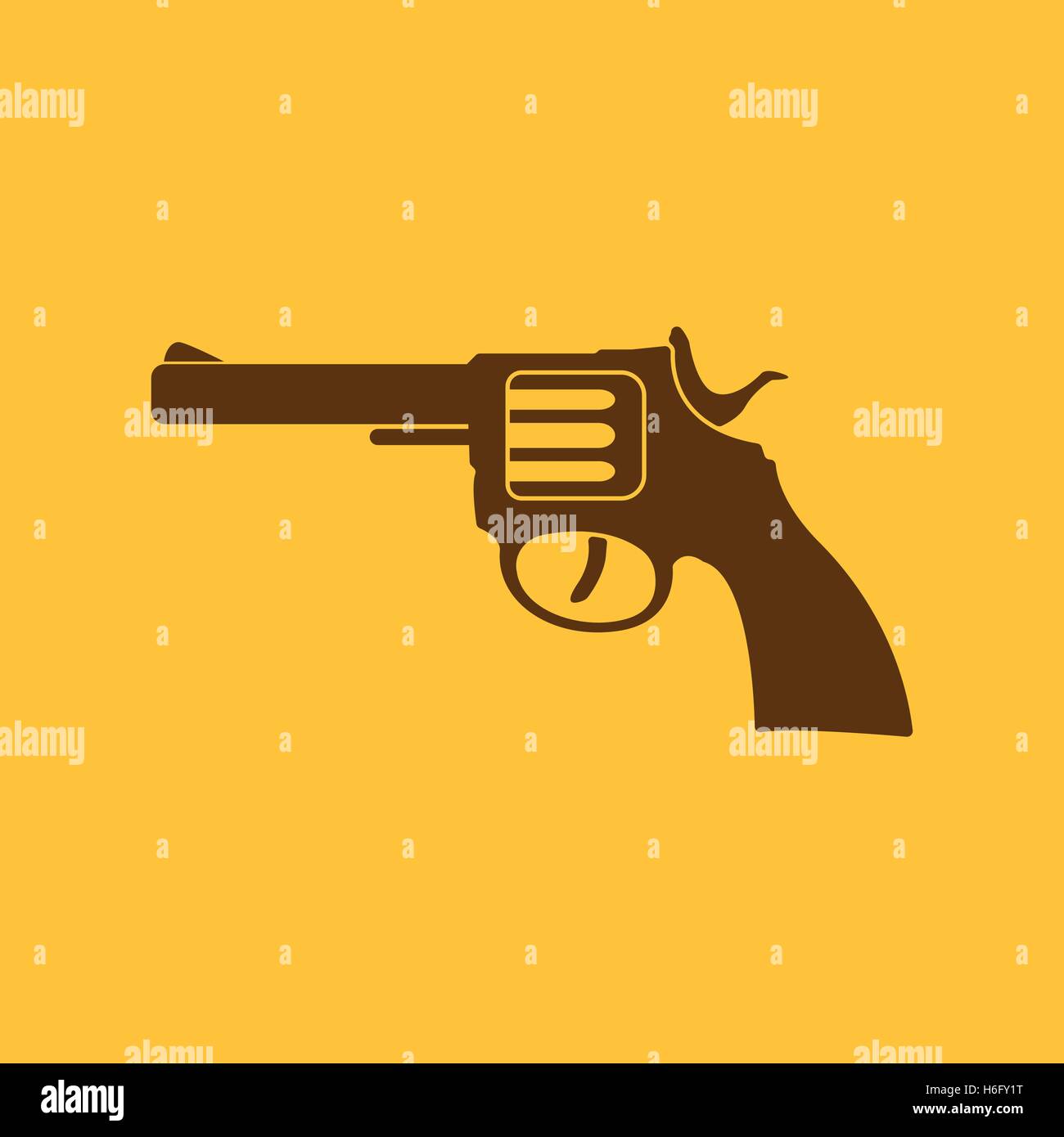Das Revolver-Symbol. Pistole und Waffe Symbol. Flache Vektor-illustration Stock Vektor