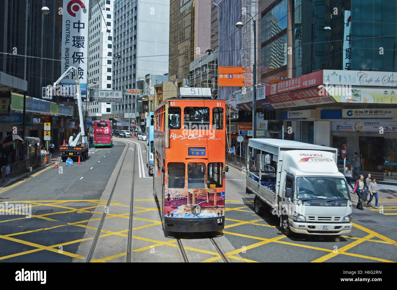 Straßenbild Des Voeux Road Hong Kong Insel China Stockfoto