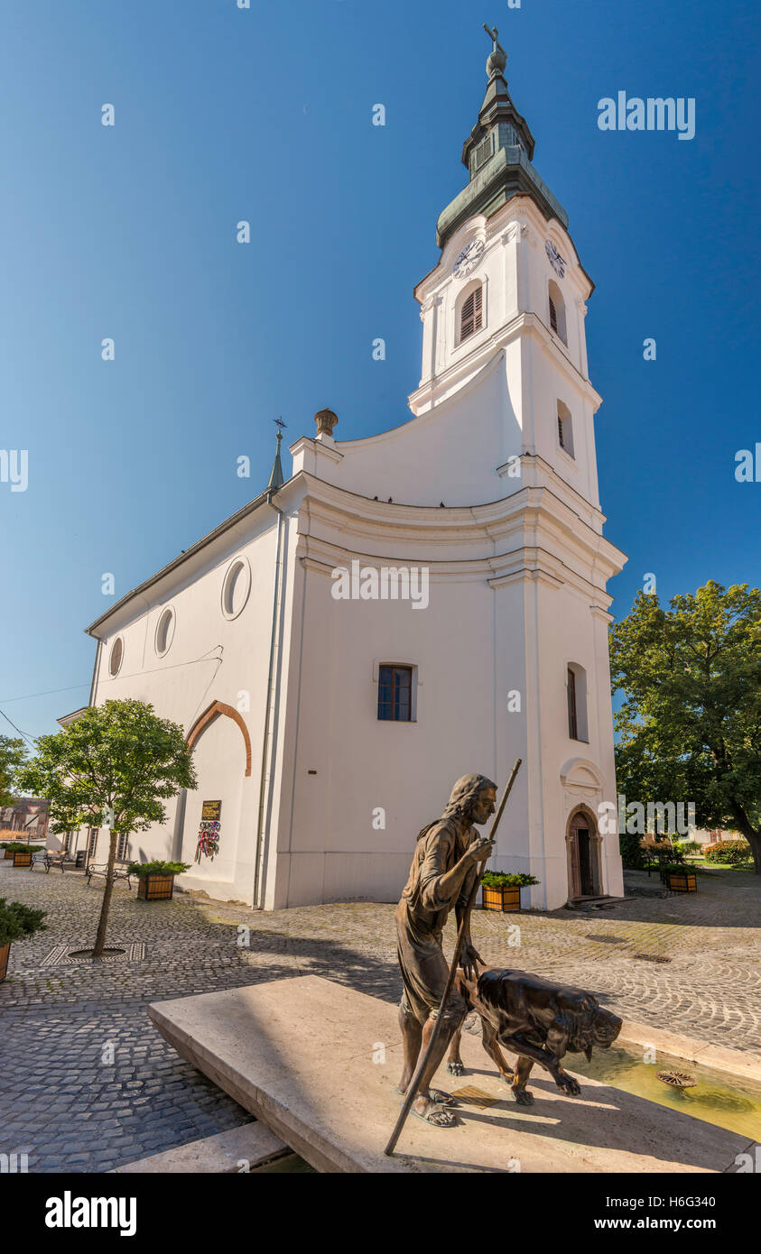 Statue von St. Roch, von Kalman Veres, 2002, Saint-Roch-Pfarrkirche, ehemalige Moschee, 16. c bei Zrinyi ter in Szigetvar, Ungarn Stockfoto