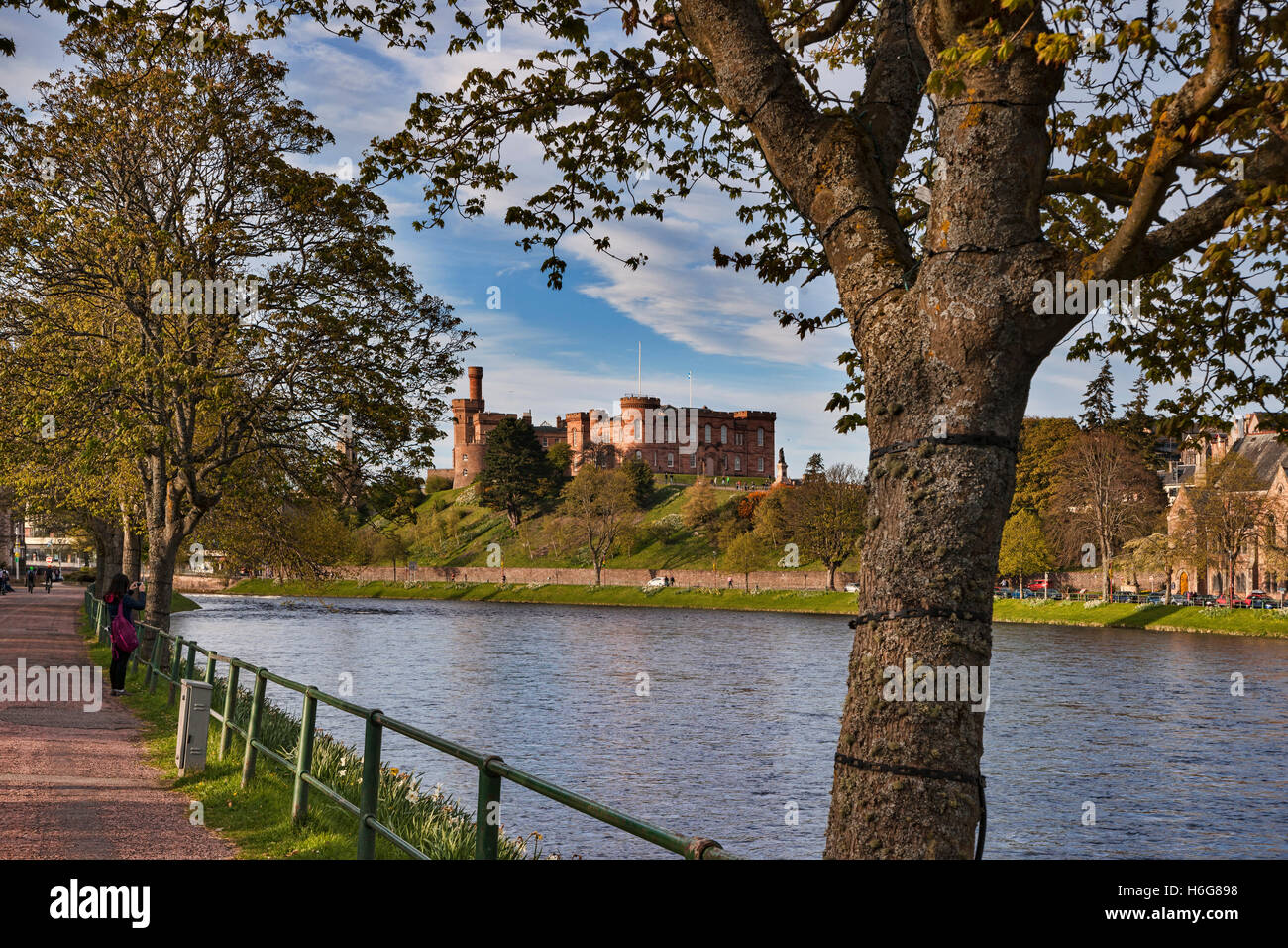 Inverness Schloss am Abend Licht, Highlands, Schottland. Stockfoto