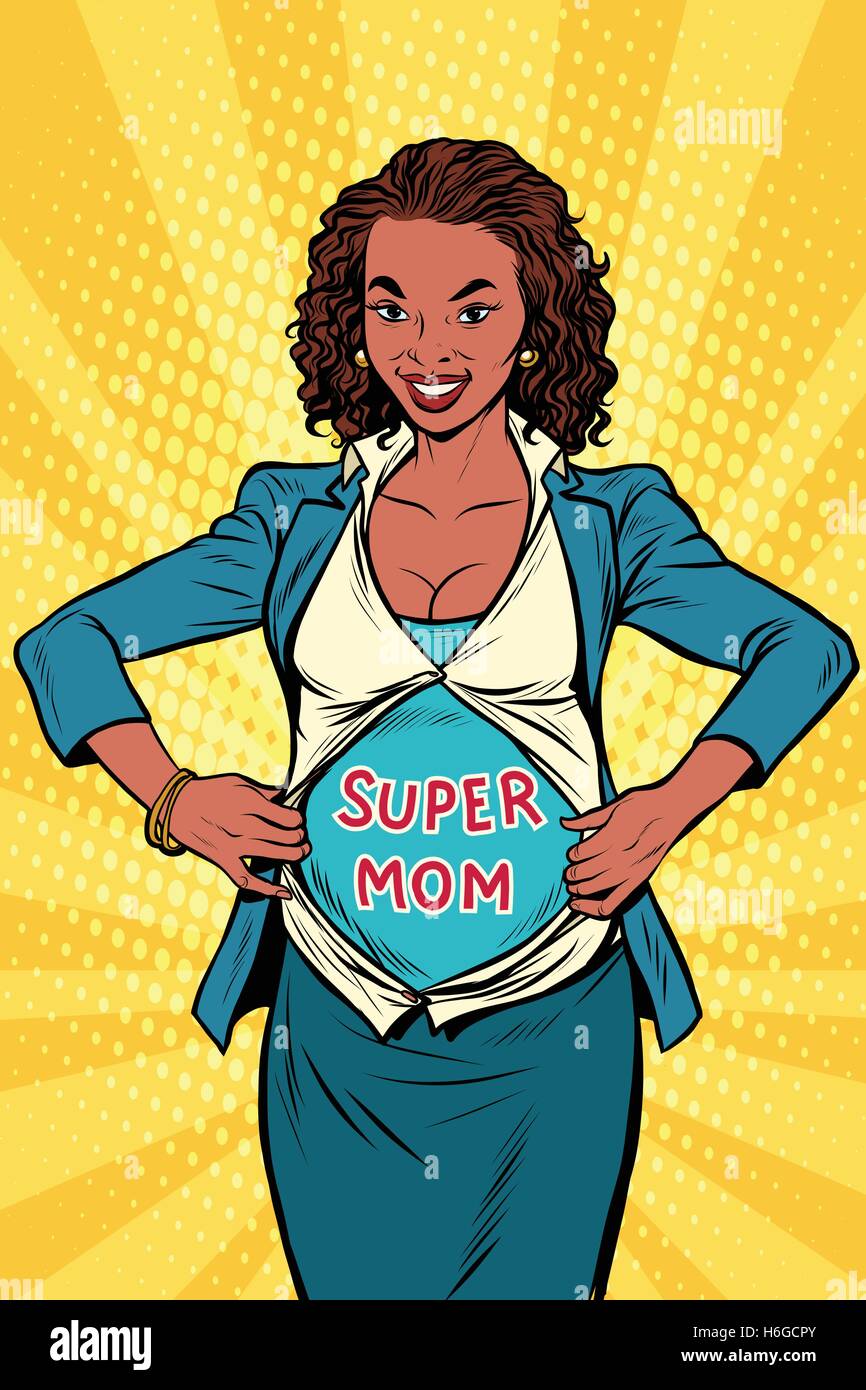 Super-Mom afrikanischen Geschäftsfrau Stock Vektor