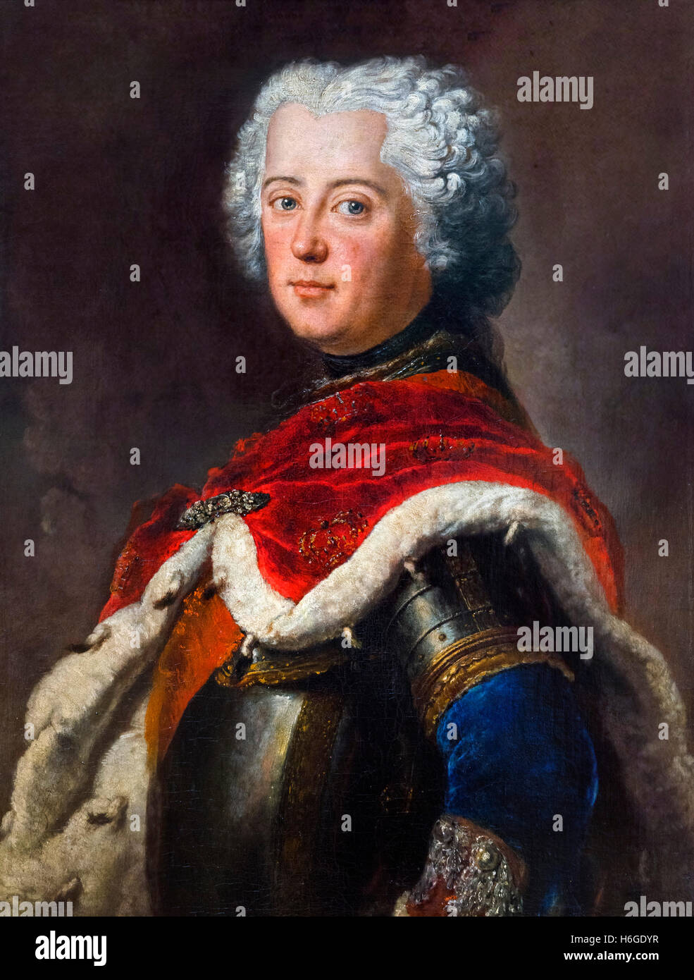 Friedrich der große (Friedrich der Große:1712-1786) als Kronprinz. Porträt von Antoine Pesne, Öl auf Leinwand, c.1739. Friedrich II. wurde König von Preußen von 1740 bis zu seinem Tod im Jahre 1786 Stockfoto