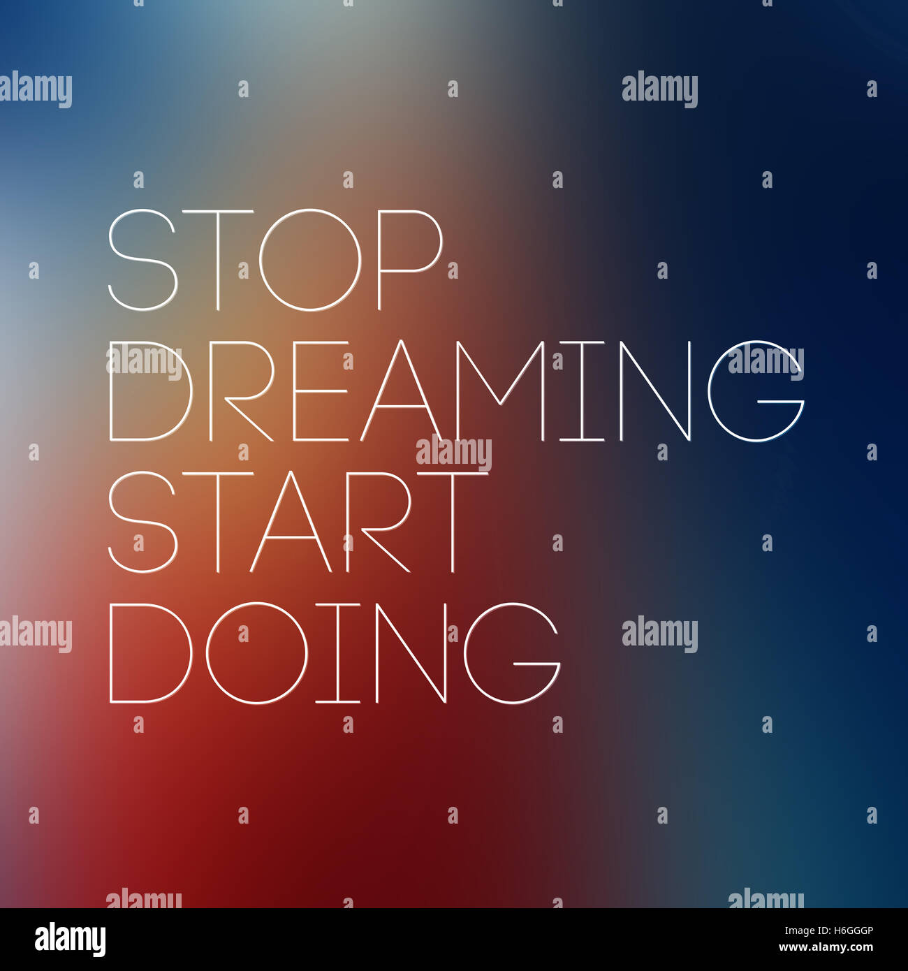 Typografische Poster zu zitieren, Hör auf zu träumen beginnen tun Stockfoto