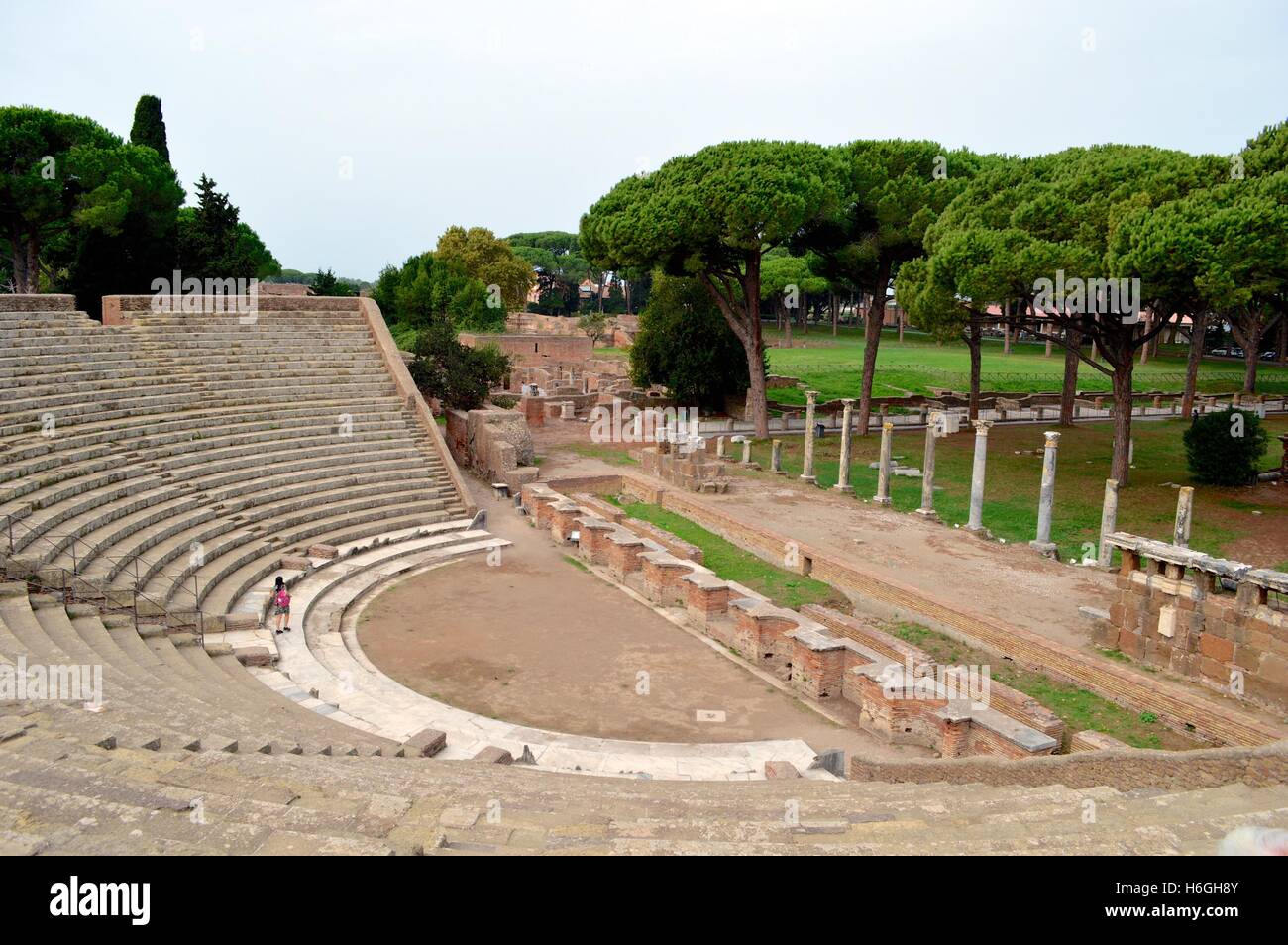 Amphitheater in römische Ausgrabungsstätte in Ostica Antica Italien Stockfoto