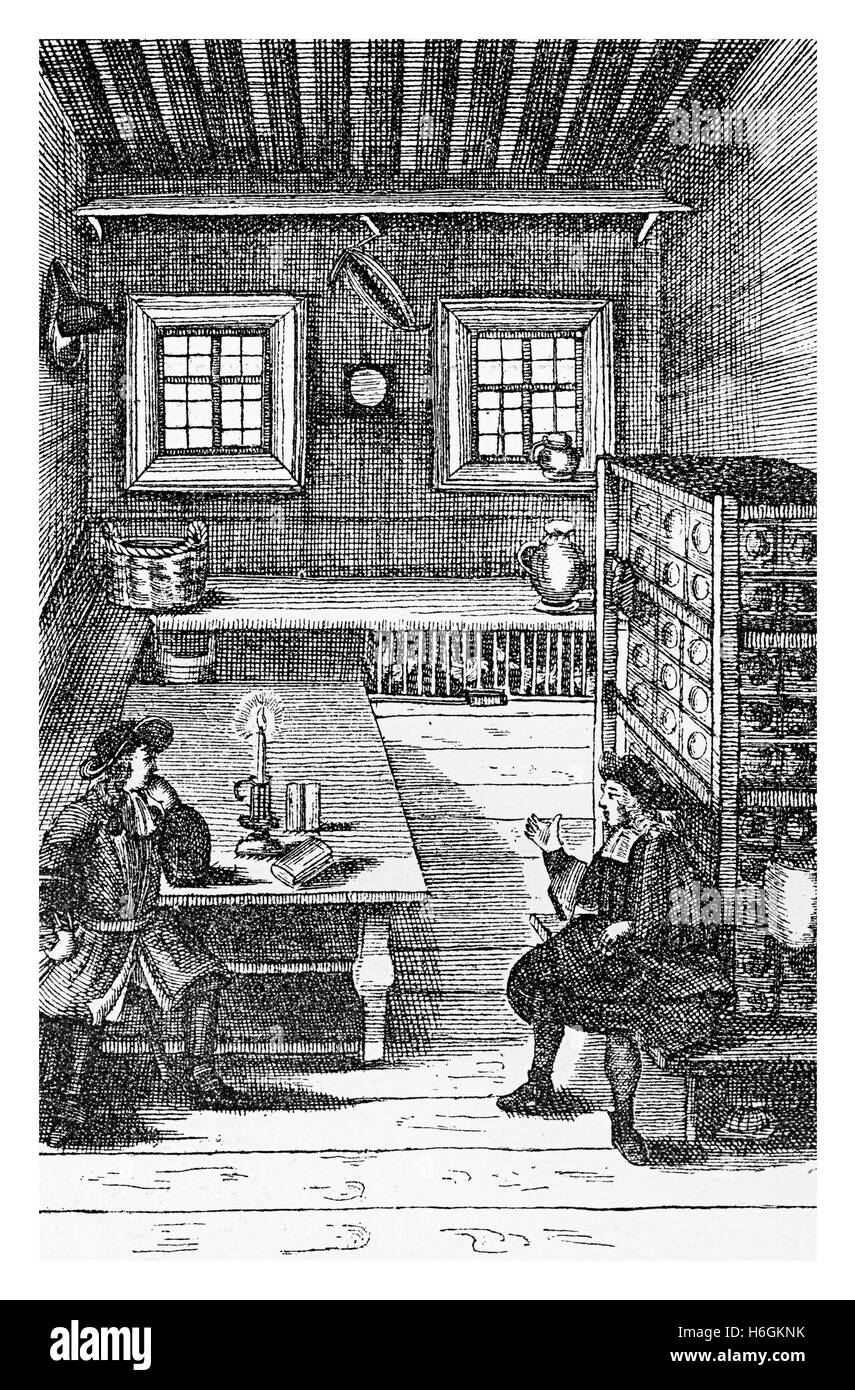 XVII Jahrhundert, Deutschland, komfortablen Salon in einem Landgasthaus, Kamingespräch Stockfoto