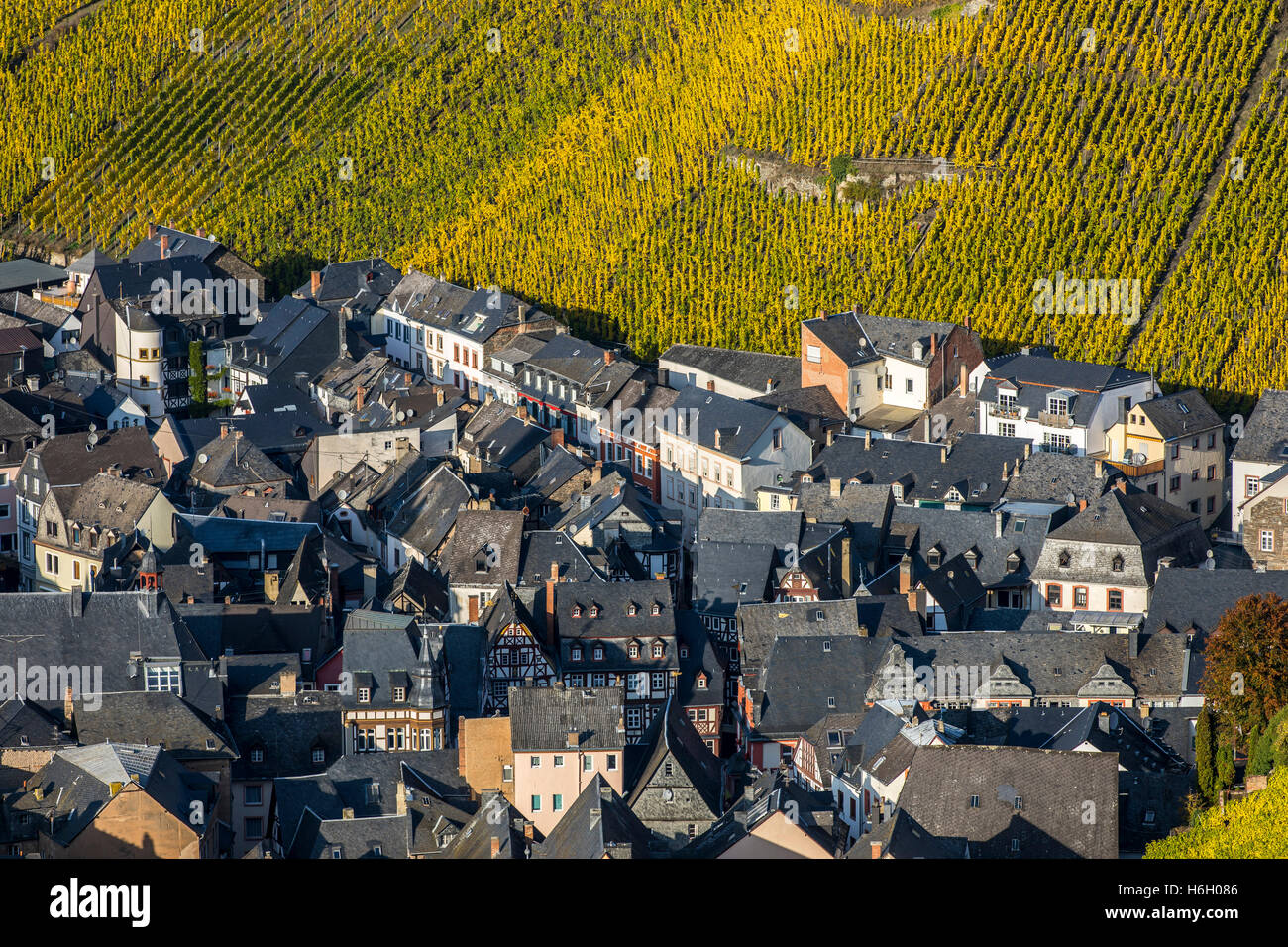 Die Stadt Bernkastel-Kues, in der Mosel Tal, Mosel, Altstadt, Wein Anbaugebiet, Weinberge, Deutschland Stockfoto