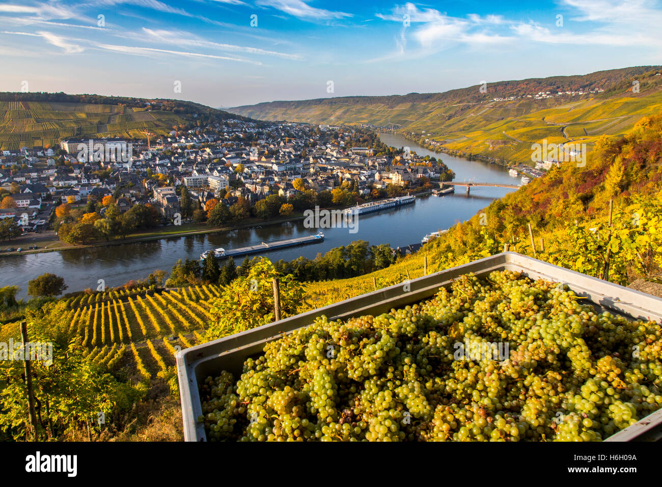 Die Stadt Bernkastel-Kues, in der Mosel Tal, Mosel, Altstadt, Wein Anbaugebiet, Weinberge, Deutschland Stockfoto