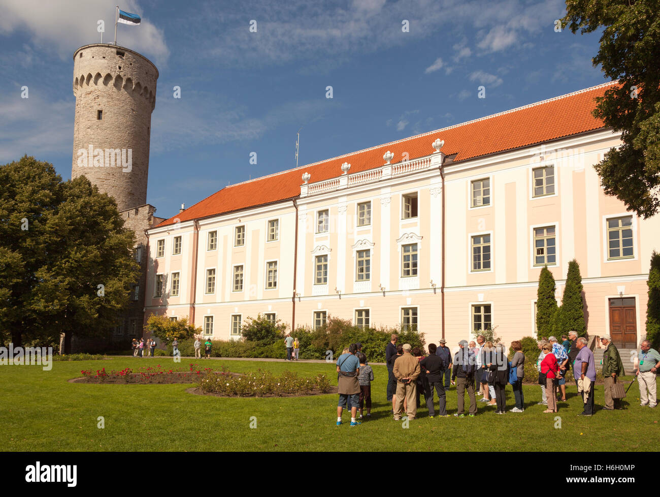 Pikk Hermann Turm, Teil der Burg auf dem Domberg und estnischen Parlamentsgebäude, Old Town, Tallinn, Estland Stockfoto