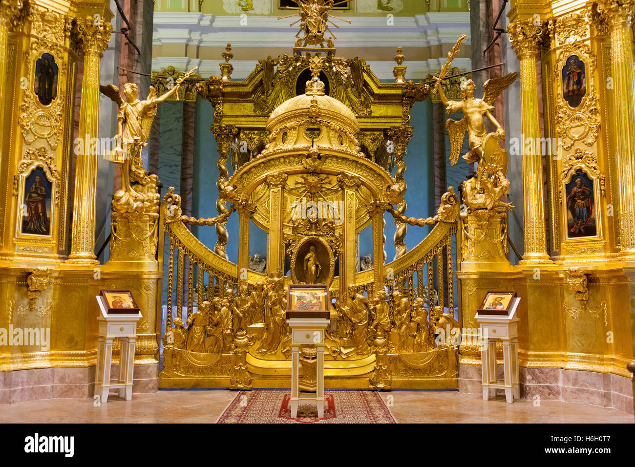 Die Ikonostase, St. Peter und St. Paul Cathedral, Peter und Paul Fortress, St Petersburg, Russland Stockfoto